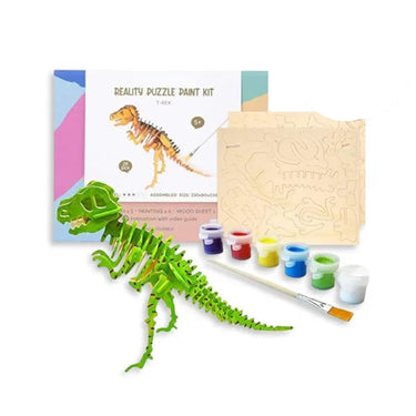 DinoCraft | Construye y pinta - Rompecabezas 3D de dinosaurio Montessori para aprendizaje creativo